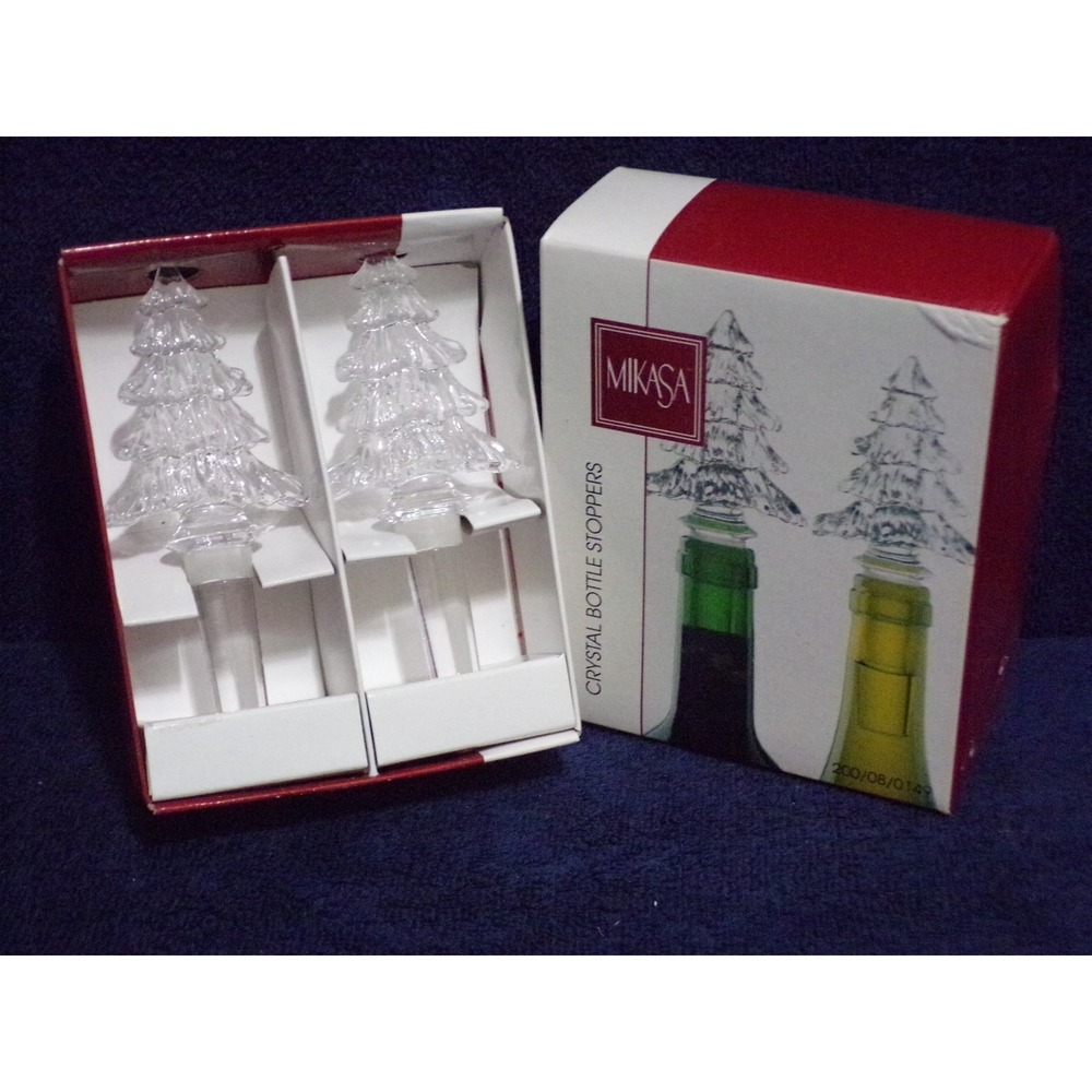 Mikasa Crystal Bottle Stoppers Christmas Tree Clear Austria Wine Bottle Stopper